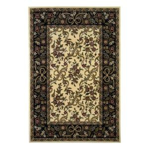 Kas Rugs Classic Ribbons Ivory/Black 9 ft. 10 in. x 13 ft. 2 in. Area Rug