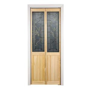 Pinecroft 719 Series 24 in. x 80-1/2 in. Unfinished Glass Over Panel Tuscany Universal/Reversible Bi-Fold Door