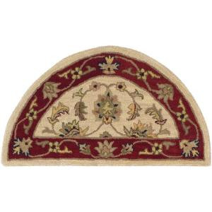 LR Resources Traditional Ivory and Red 2 ft. 3 in. x 3 ft. 10 in. Half Moon Plush Indoor Area Rug