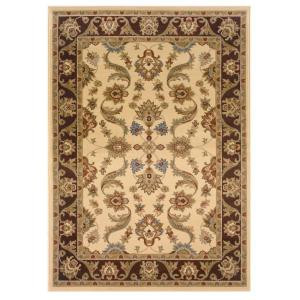 LR Resources Traditional Design with Cream and Brown swirls. It is 7 ft. 9 in. x 9 ft. 9 in. and it is a Plush Indoor Area Rug