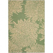 Martha Stewart Living Chrysanthemum Green and Sand 5 ft. 3 in. x 7 ft. 7 in. Area Rug