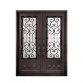 Iron Doors Unlimited Vita Francese 3/4-Lite Painted Antique Copper Decorative Wrought Iron Entry Door