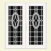 Unique Home Designs Modern Cross 72 in. x 80 in. White Right-Hand Surface Mount Aluminum Security Door with Charcoal Insect Screen