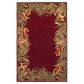 Kas Rugs Border Bouquet Red 7 ft. 9 in. x 9 ft. 6 in. Area Rug