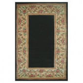Kas Rugs Lush Floral Border Black 2 ft. 6 in. x 4 ft. 2 in. Area Rug