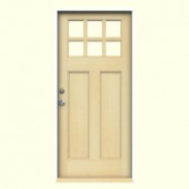 JELD-WEN 6-Lite Craftsman Unfinished Hemlock Entry Door with Primed White AuraLast Jamb and Brickmold