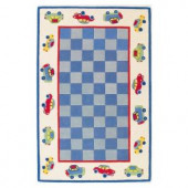 Kas Rugs Cars Blue/Ivory 7 ft. 6 in. x 9 ft. 6 in. Area Rug