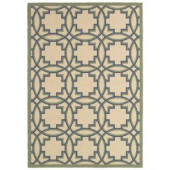 LR Resources Lanai Cream and Green 7 ft. 9 in. x 9 ft. 9 in. Plush Outdoor Area Rug