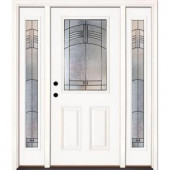 Feather River Doors Rochester Patina Half Lite Primed Smooth Fiberglass Entry Door with Sidelites