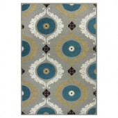 Kas Rugs Perfect Scheme Grey/Blue 3 ft. 3 in. x 5 ft. 3 in. Area Rug