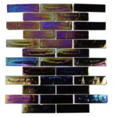 Splashback Tile Iridescent Raven 12 in. x 12 in. Glass Mosaic Floor and Wall Tile