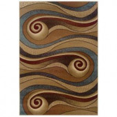 LR Resources Wave-like Design In Gold and Brown 5 ft. 3 in. x 7 ft. 9 in. Plush Indoor Area Rug
