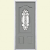 Masonite Chatham Three Quarter Oval Lite Painted Steel Entry Door with Brickmold