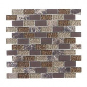 Jeffrey Court Emperador 1 in. x 2 in. Brick 12 in. x 12 in. Glass Marble Mosaic Wall Tile