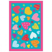 LA Rug Inc. Fun Time Hearts Turquoise 19 in. x 29 in. Accent Rug