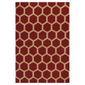 Kas Rugs Party Tiles Red/Cream 3 ft. 3 in. x 5 ft. 3 in. Area Rug
