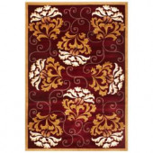 Kas Rugs Red Beige Damask Red 7 ft. 7 in. x 10 ft. 10 in. Area Rug