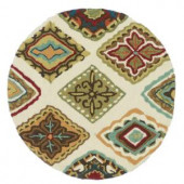 Loloi Rugs Olivia Life Style Collection Ivory Multi 3 ft. Round Area Rug