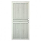 Unique Home Designs Cottage Rose 36 in. x 80 in. Navajo White Recessed Mount Steel Security Door with Expanded Metal Screen, Nickel Handle