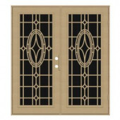 Unique Home Designs Modern Cross 60 in. x 80 in. Desert Sand Left-Hand Recessed Mount Aluminum Security Door with Charcoal Insect Screen