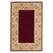 Kas Rugs Lush Floral Border Ruby 3 ft. 3 in. x 5 ft. 3 in. Area Rug