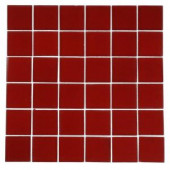 Splashback Tile 12 in. x 12 in. Contempo Lipstick Red Frosted Glass Tile