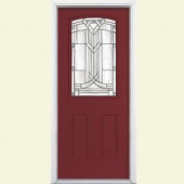 Masonite Chatham Camber Top Half Lite Painted Smooth Fiberglass Entry Door with Brickmold