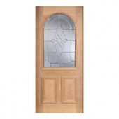 Main Door Mahogany Type Unfinished Beveled Zinc Roundtop Glass Solid Wood Entry Door Slab