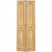 Masonite Smooth 2-Panel Round Top Solid-Core Unfinished Knotty Pine Interior Bi-fold Closet Door