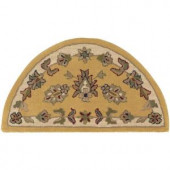 LR Resources Traditional Gold and Ivory 2 ft. 3 in. x 3 ft. 10 in. Half Moon Plush Indoor Area Rug