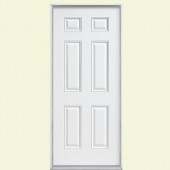 Masonite 6-Panel Primed Steel Entry Door with No Brickmold