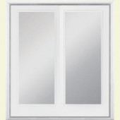 Masonite 72 in. x 80 in. White Steel Prehung Left-Hand Inswing 1 Lite Patio Door with Brickmold Vinyl Frame