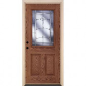 Feather River Doors Carmel Patina Half Lite Medium Oak Fiberglass Entry Door