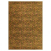 Kas Rugs Floral Scroll Green 7 ft. 7 in. x 10 ft. 10 in. Area Rug