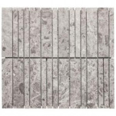 Jeffrey Court 13-3/8 in. x 12 in. Roman Sticks Grey Marble Mosaic Wall Tile