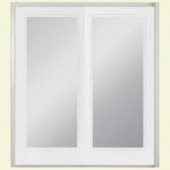 Masonite 72 in. x 80 in. White Steel Prehung Left-Hand Inswing 1 Lite Patio Door with No Brickmold in Vinyl Frame
