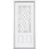 Masonite Halifax Three Quarter Rectangle Primed Smooth Fiberglass Entry Door with Brickmold