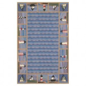 Kas Rugs Lighthouse Border Blue 2 ft. 6 in. x 4 ft. 2 in. Area Rug
