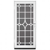 Unique Home Designs Lexington 36 in. x 80 in. White Outswing Security Door with Insect Screen and Polished Brass Hardware