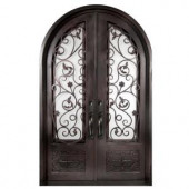 Iron Doors Unlimited Fero Fiore 3/4 Lite Painted Oil Rubbed Bronze Decorative Wrought Iron Entry Door