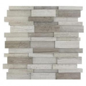Splashback Tile Dimension 3D Brick Wooden Beige Pattern 12 in. x 12 in. Marble Mosaic Floor and Wall Tile