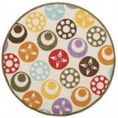Momeni Caprice Collection Ivory 5 ft. x 5 ft. Round Area Rug