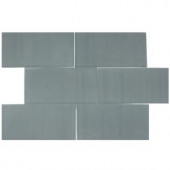 Splashback Tile Contempo 6 in. x 3 in. Blue Gray Frosted Glass Tile