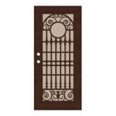 Unique Home Designs Spaniard 30 in. x 80 in. Copper Right-handed Surface Mount Aluminum Security Door with Desert Sand Perforated Screen