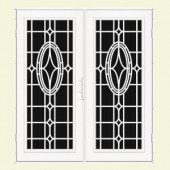 Unique Home Designs Modern Cross 60 in. x 80 in. White Left-Hand Surface Mount Aluminum Security Door with Charcoal Insect Screen