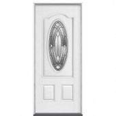 Masonite Shield 3/4 Oval Lite Primed Smooth Fiberglass Entry Door with No Brickmould