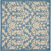 Safavieh Courtyard Blue/Natural 7.8 ft. x 7.8 ft. Square Area Rug