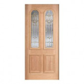 Main Door Mahogany Type Unfinished Beveled Brass Twin Arch Glass Solid Wood Entry Door Slab