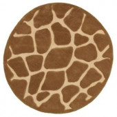 LR Resources Fashion Natural Giraffe 7 ft. 9 in. x 7 ft. 9 in. Round Plush Indoor Area Rug