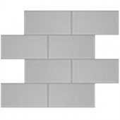 Splashback Tile Contempo 6 in. x 3 in. Bright White Frosted Glass Tile